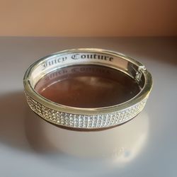 Juicy Couture Crystal Hinged Silver -tone Bangle Bracelet
