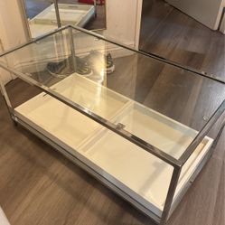 Silver Glass Coffee Table with Breakfast In Bed Trays