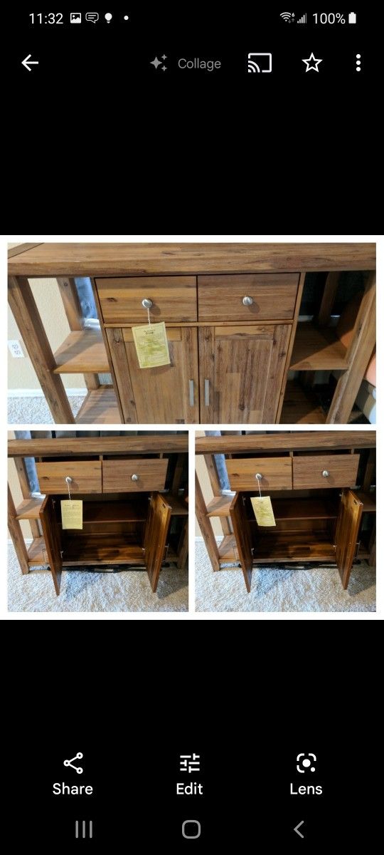 UP FOR SALE IS A BEAUTIFUL SOLID WOOD FURNITURE SET INCLUDES BEAUTIFUL SIDE TABLE/ BREAKFAST NOOK/ TV STAND