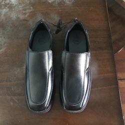 black leather shoes