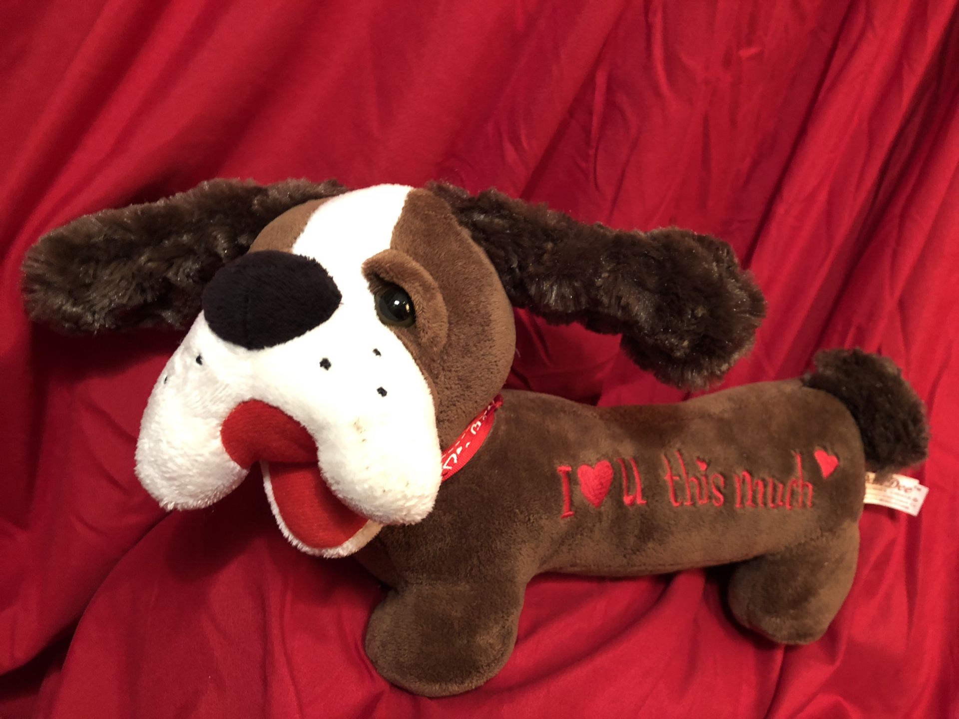 I love you top this much stuffed dog