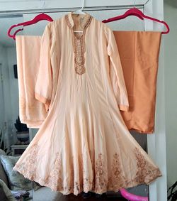 Pakistani Indian Woman's Chiffon Embroidered 3 price size M  only one time used with Excellent condition like new  pakistani beautiful party wear. $27