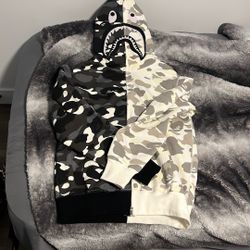 White And Black Glow In The Dark Bape Hoodie
