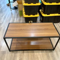 🔥 Modern Wood + Metal Coffee Table w/ Storage Shelf – Clean Industrial Style