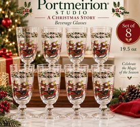 Christmas Story by PORTMEIRION set of 8. Glassware