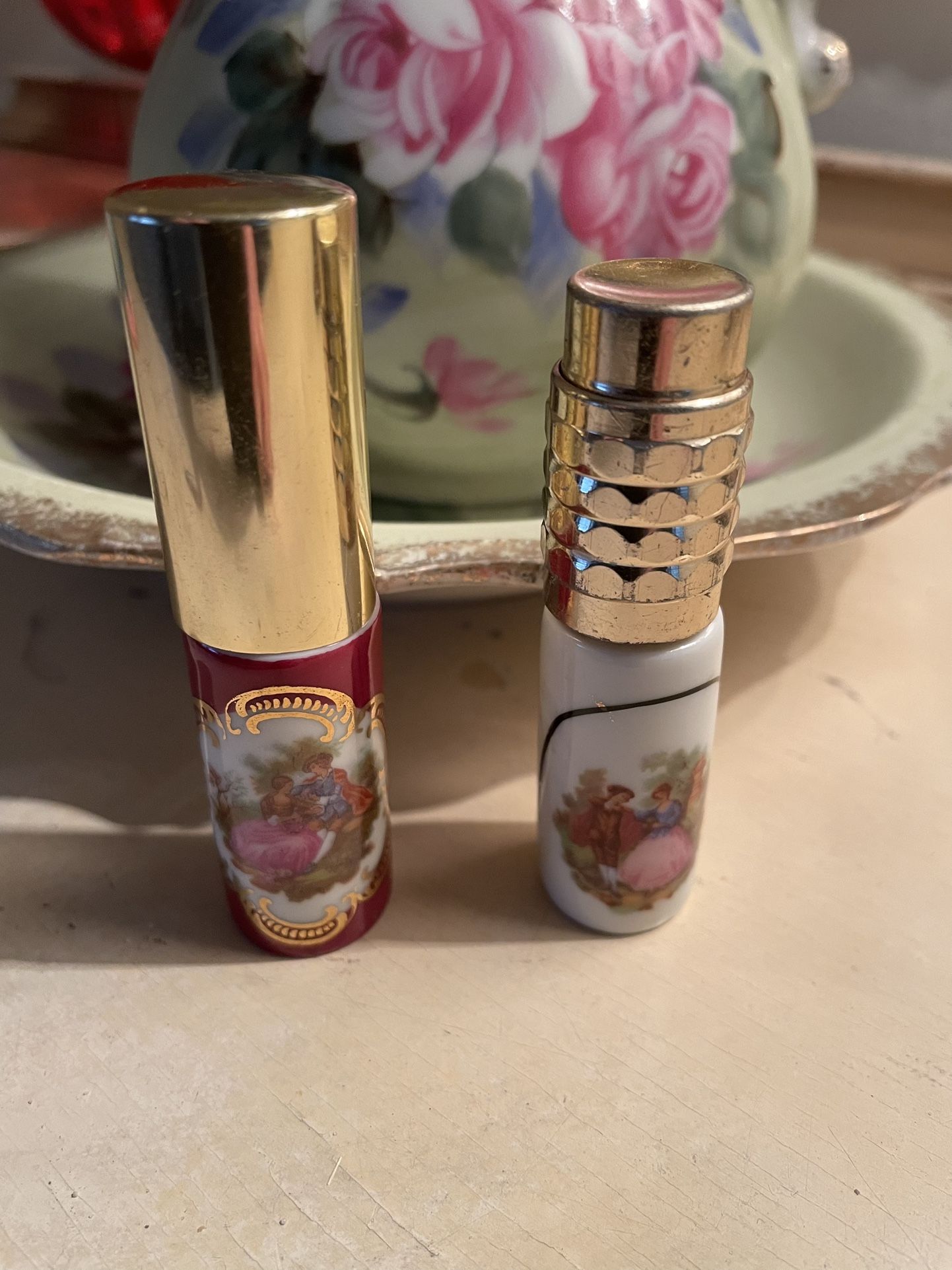 Vintage Limoges France porcelain perfume bottle. Victorian Lover’s. 20.00 for pair or 15.00 each