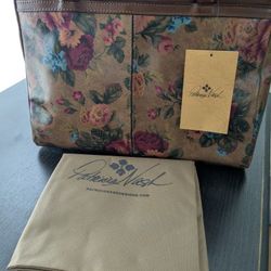 "Patricia Nash" Floral Italian Leather Totebag, New 