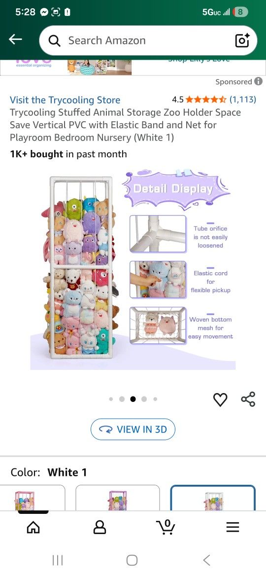 Stuffed Animal Storage Zoo Holder Space Save Vertical PVC with Elastic Band and Net for Playroom Bedroom Nursery (White 1
BOX LITTLE BIT DAMAGED BUT I