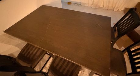 Dark Brown Wood Dining Table Set