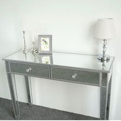 New Silver Mirrored Vanity Table Console Entry Table Desk 