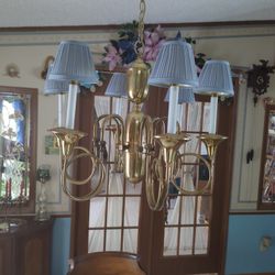 Chandelier 6 Lights, Polished Brass