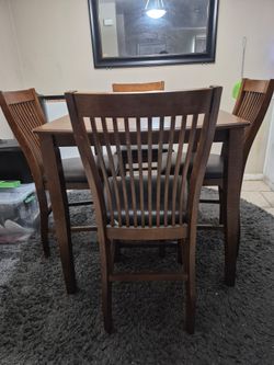 Brown Wood Table with 4 Chairs