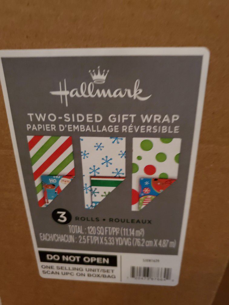 New Hallmark 3  Double Sided Christmas Wrapping Paper Rolls