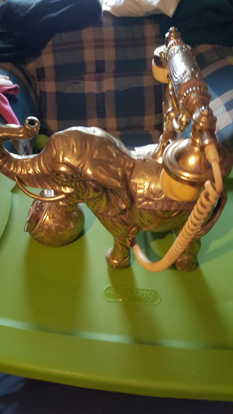 Vintage brass elephant rotary telephone