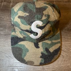 Supreme S Logo Camo Leather Strap back Hat 