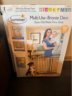 2 Summer Infant Extra Tall Bronze Walk-Thru Baby/Pet Gates – Sold as Pair