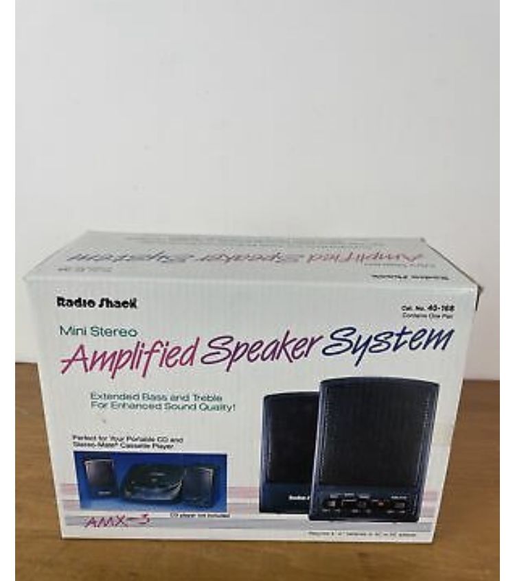 Vintage 1980's Radio Shack Amplified Speaker System 40-168 New In Packaging