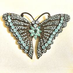 Vintage Butterfly Rhinestone Brooch