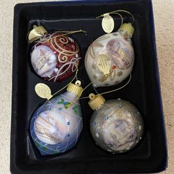 Thomas  Kinkade Luminary Glass Ornaments 