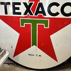 1947 double sided porcelain Texaco sign 72 inch diameter