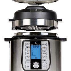 Emeril Everyday 6 QT Pressure Air Fryer, 5 Pc Accessory Pack, Silver