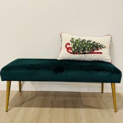 Green velvet bench