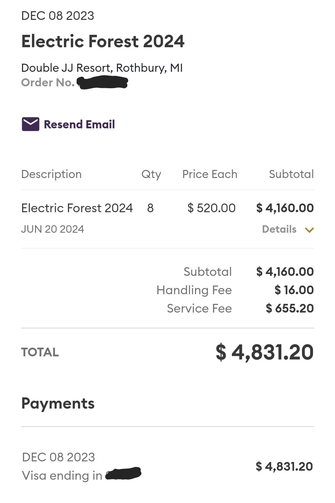 Electric Forest 2 Tickets  6/20/24 