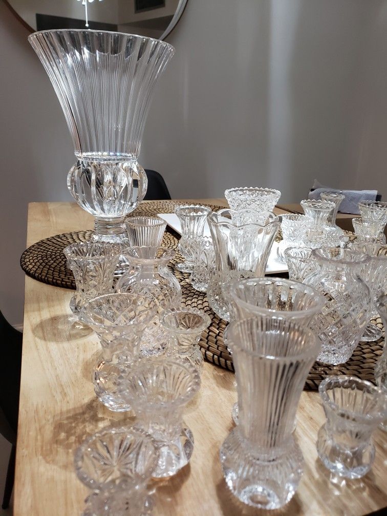 Crystal Vintage Glass Vases (41 QTY?