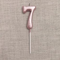 7th Birthday Candle Seven Years, Pink Happy Birthday Number 7