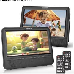 WONNIE 7.5 Inch Car DVD Player, Portable DVD Player for Car Play The Same or Two Different Movies with Headrest Strap, Support Last Memory, AV Out/in,