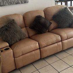 Basset Tan Leather Couch