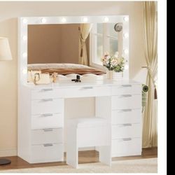 Vanity Desk With LIGHTED mirror Included And A Vanity Stool