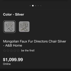 Mongolian Faux Fur Directors Chair Silver A&B Home