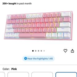 Pink Redragon Wired Keyboard