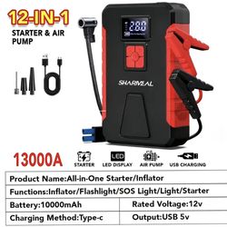 Heavy duty jump starter air pump combo cars trucks suvs new