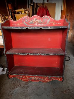Vintage folk art wall shelf