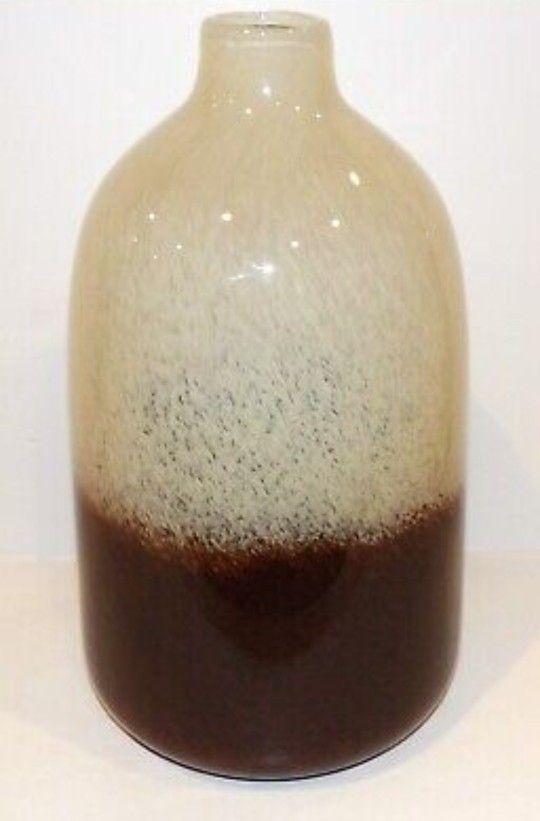 Brand New Pottery Barn Art Glass Pony Brown And White Vase