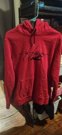 Hollister Mens Hoodie Size M Pullover Maroon Kangaroo Pocket Drawstring