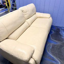 Macy’s Cream TOP  grain leather recliner sofa