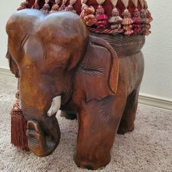 Solid Wooden Carved Elephant Stool