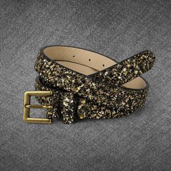 Black Gold Glitter Belt Antique Gold Buckle Size L