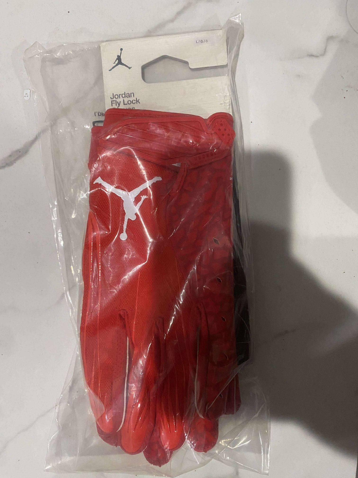 Nike Jordan Fly Lock Football Gloves Men's Size Large White/Varsity Red