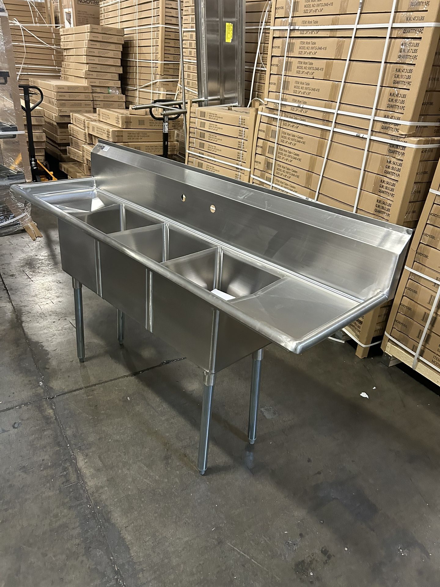 New NORDSTEEL Brand Commercial 3 Compartment Sink NSF RESTAURANT EQUIPMENT