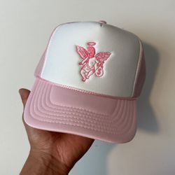 Pink And White Trucker Hat Angel Bag Chaser