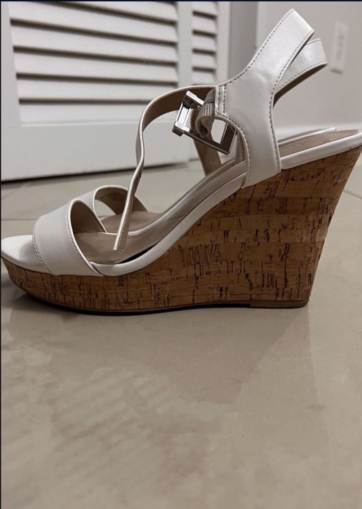 Charles By Charles David sandals  White color  Cork Wedge 3.75”  Size 7.5  Excellent condition