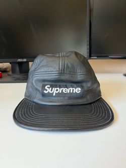 SS17 Supreme Leather Camp Cap Black 5 Panel Hat RARE Made In USA