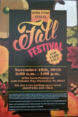 FALL FESTIVAL at SOUTH PLANTATION HIGH - Come shop early for the holidays!