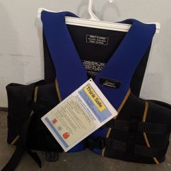 NWT Stearns Adult Life Jacket Size XL Ski Vest Black Blue w/ Yellow