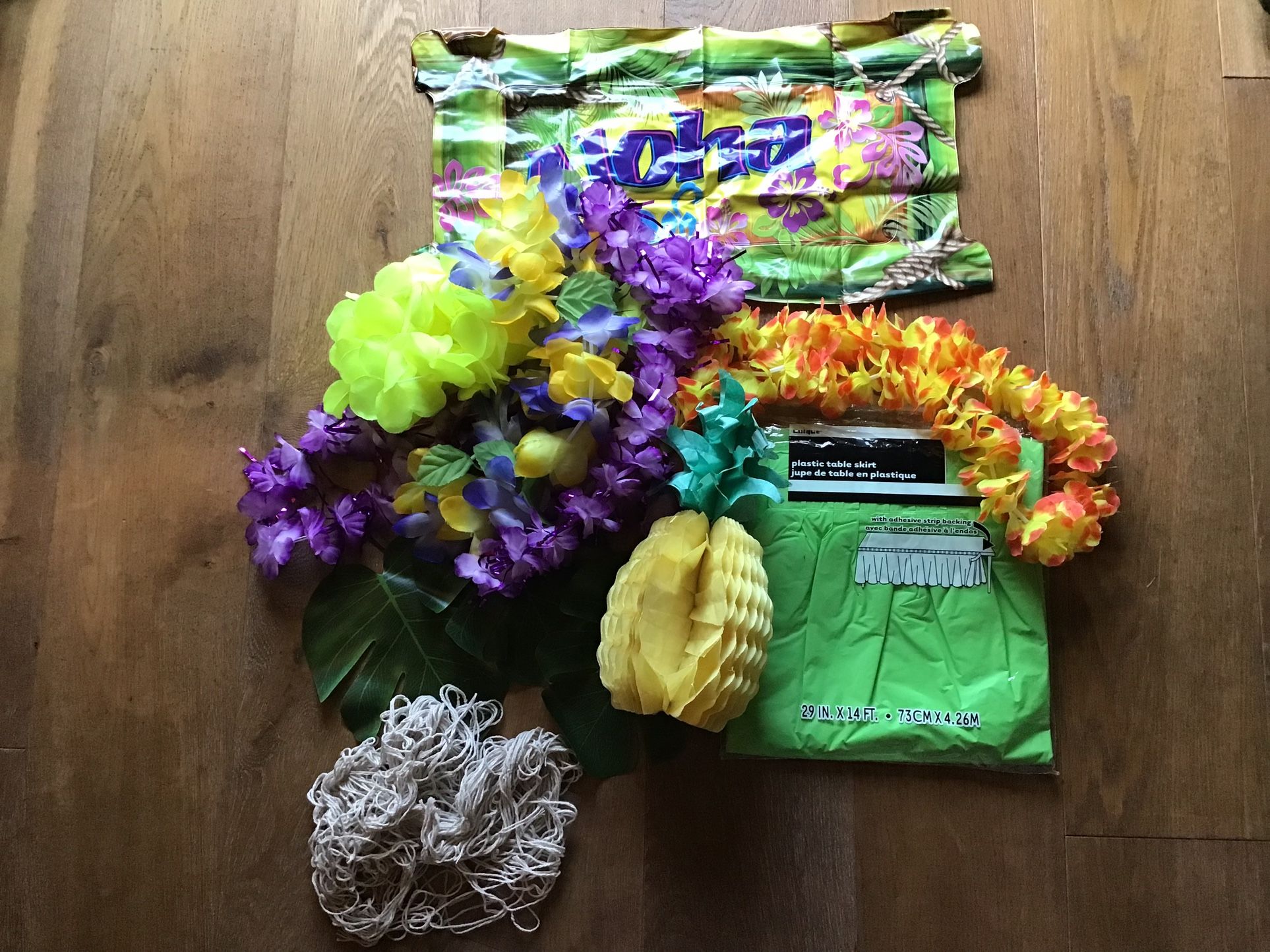 Aloha Party Pack/ Includes Table Skirt/Leigh’s/ Netting/etc
