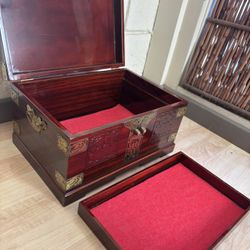 Chinese rosewood Jewelry Box two shelves